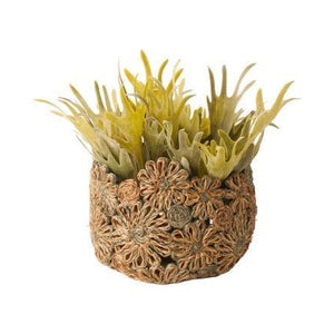 Mand Abaca Bloem Petrol met kunstplan