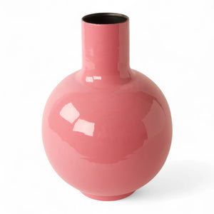 Bolle metalen vaas in de kleur pink in de maat 23x30cm - WinQ