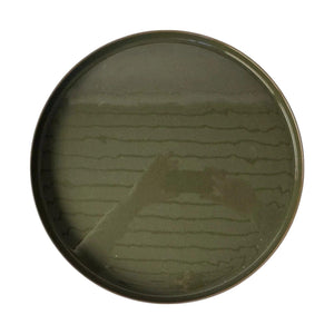 Glanzende groene schaal met diameter 40cm en mat goud aan de buitenzijde met een rand van 2,7cm - WinQ