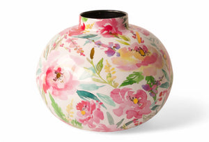 Metalen bolvormige vaas met bloemprint in multicolo met een diameter van 25cm - WinQ