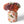 Boeket met hortensia in rood tinten gebonden met groen  op een metalen vaas met tulpen print- WinQ
