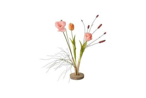 Kunsttulpen en grassen in een Pijpvaas Goud