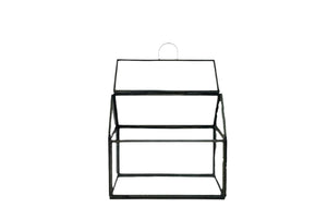 Glasterrarium voor planten in de maat 17x11x15cm met grijs metalen omlijsting en een openslaande deksel
