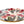 schaal metaal met rand in mat goud met diameter 40cm met een witte basis en een print van tulpen in rood en roze - WinQ