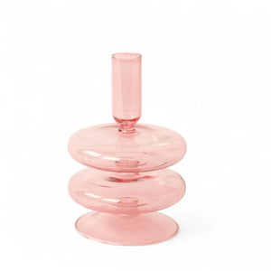 Glaskandelaar Roze 9x15,5cm  - WinQ