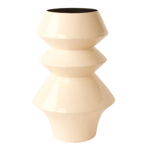 Beige vaas van metaal met geometrisch design voor moderne interieurdecoratie - WinQ