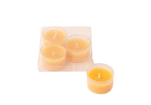 theelichtje 4 stuks in helder cupje  in de kleur okergeel diameter 3,8cm