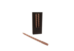 Twisted dinerkaarsen 2,1x28cm in mauve met losse kandelaar kaars