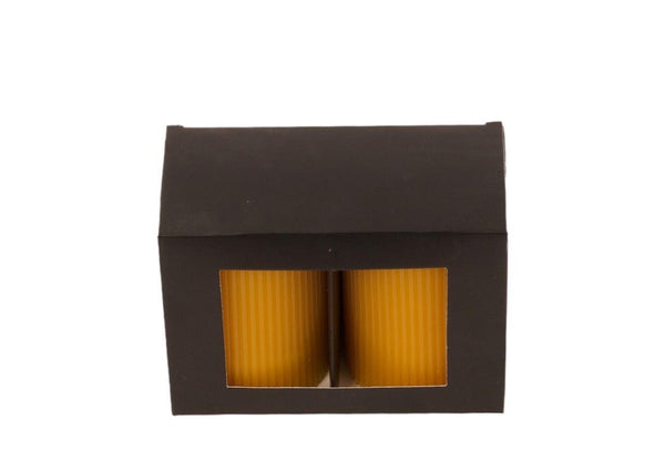 Ribbelkaars 7x10 oker 2 stuks in een zwarte doos