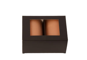 2 x Ribbelkaars 7x10cm oud roze in zwarte doos