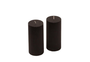 Stoepkaars met ribbel structuur 7x15cm zwart productfoto
