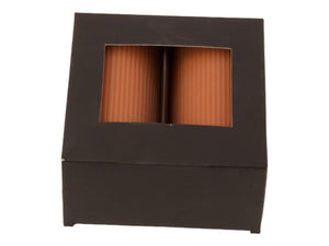 Stoepkaars met ribbel structuur 7x15cm Terra kleur in zwarte doos