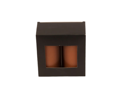 Stoepkaars met ribbel structuur 7x15cm Terra kleur in zwarte doos