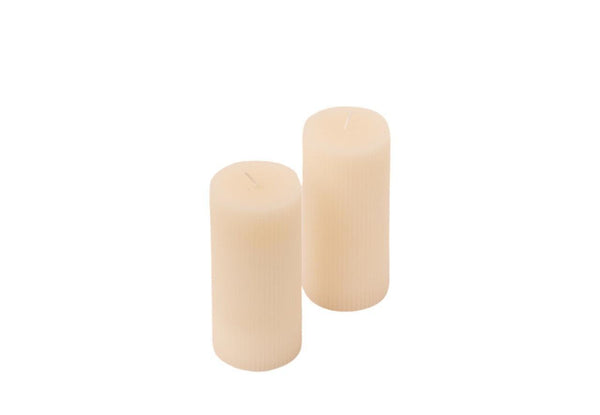 Pilaarkaars 7x25 cm met ribbel structuur in de kleur Off White 2 stuks productfoto