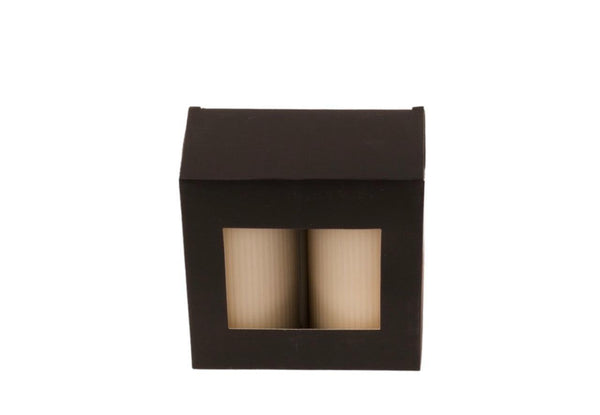 Pilaarkaars 7x25 cm met ribbel structuur in de kleur Off White