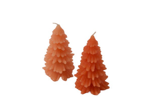 Kerstboom kaars 6x12cm in de kleur nut en warm oranje