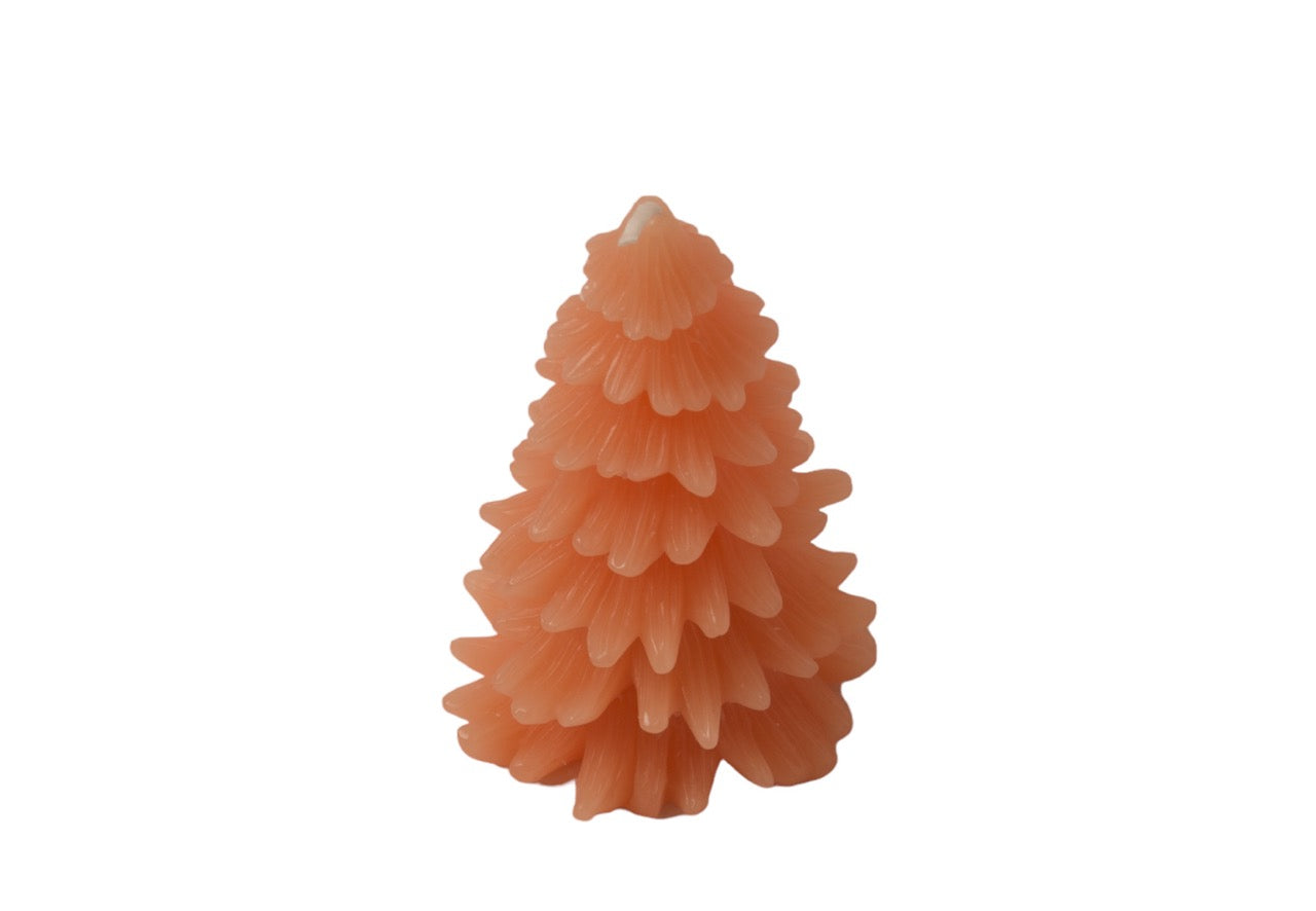 Kerstboom kaars 6x12cm in de kleur nut. Produktfoto
