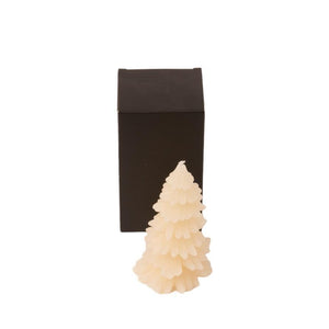 Kaars Model kerstboom 6x12cm in off White met zwart doosje al geschenkverpakking