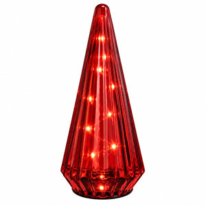 Set van 2 Glazen Cones met LED Verlichting – Rood – 24 en 33 cm