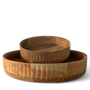 set van 2  schalen van acaciahout met diameter van 25 en 35cm innaturel bruin kleur - WinQ