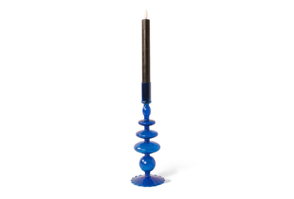 Glazen kandelaar Blauw 9x28cm