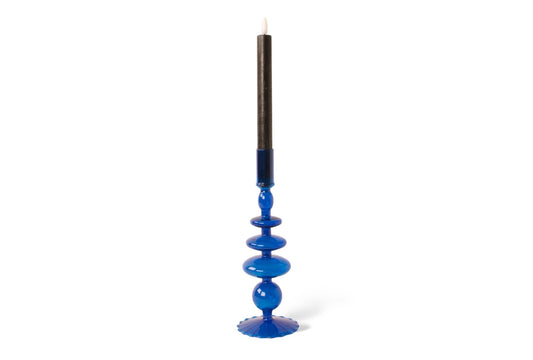 Glazen kandelaar Blauw 9x28cm
