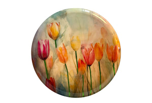 Schaal met diameter 50cm met print van tulpen in diverse kleuren - WinQ