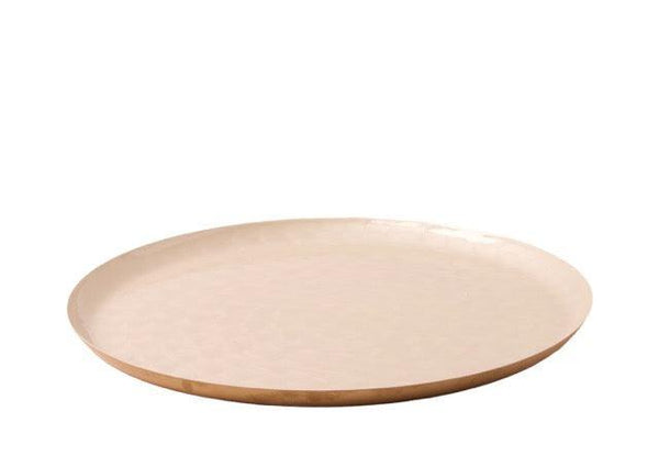 Decoratieschaal van goud met gravering in de binnenzijde in de kleur wit diameter 50cm