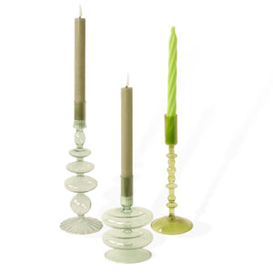 set van 3 glaskandelaren in groen en grijs groen - WinQ