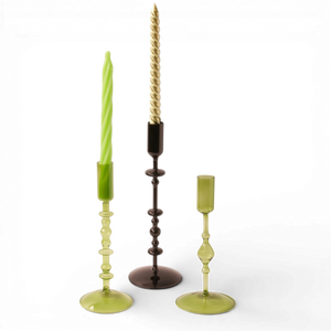 set van 3 verschillende kandelaren in groen en zwart - WinQ