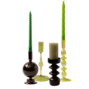 Set Glaskandelaren 4 stuks Groen/ Zwart in verschillende vormen en modellen - WinQ