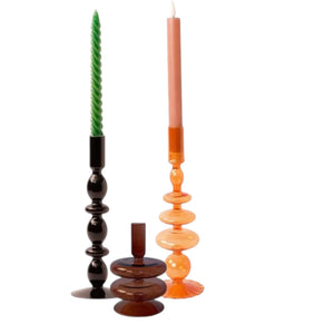 Complete set van 3 verschillende  kandelaren in de kleuren maroon, oranje en zwart - WinQ