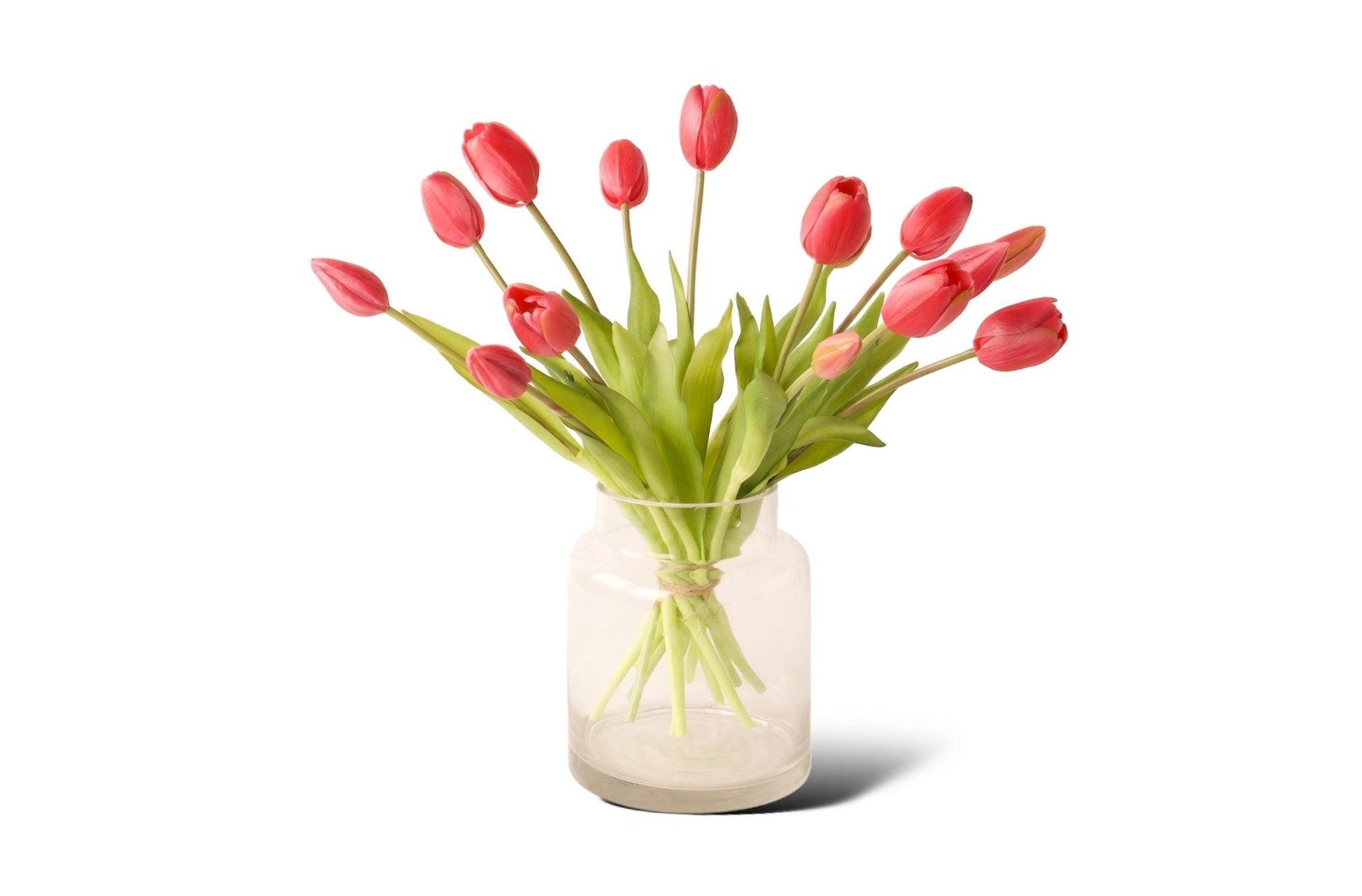 Kunst tulpen op een glasvaas, 15 stuks in de kleur fuchsia