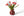 boeket van tulpen en parkiettulpen in rood en fuchsia met hoogte van 40cm gebonden met berkentakken in een rode keramieken vaas - WinQ
