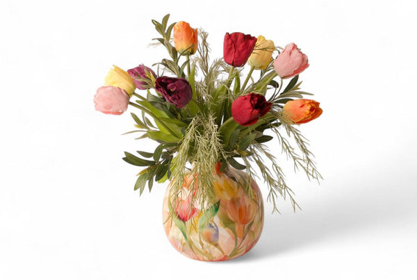 boeket kunsttulpen op vaas in diverse kleuren-WinQ