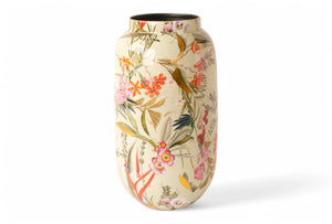 Productfoto metalen vaas Elysium in 16x31cm licht groen met bloemenprint - WinQ