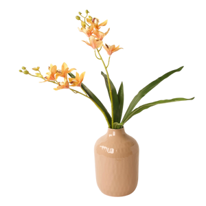Vaas Koro 20cm in de kleur beige met kunstorchidee - WinQ