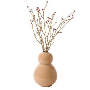 Vaas linea 23cm hoog in de kleur beige opgemaakt met kunsttakken- WinQ