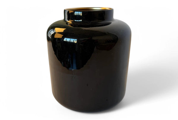 Metalen vaas diameter 20cm en hoogte 23cm in Hoogglans zwart. - WinQ