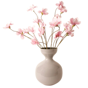 Kunstbloemen boeket met roze bloemen in een moderne grijze metalen vaas Solena, interieur decoratie - WinQ