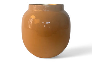 compacte metalen vaas in honing kleur hoogglans 17x17,5cm - WinQ