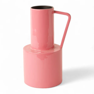 Metalen vaas l.pink met bovendiameter 8cm en handvat - WinQ