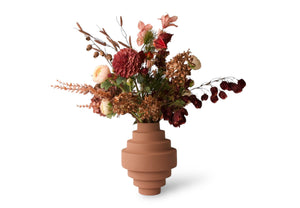 Samengesteld boeket Kate kunstbloemen in een oud roze arrangement met een vaas roze