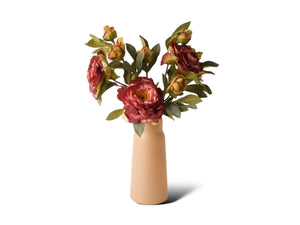 3 takken pioenrozen in bordeaux op een vaas  in beige -WinQ-zt0002