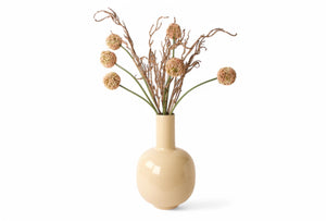 metalen vaas emaille beige 26x40cm met losse takken kunstbloemen- WinQ