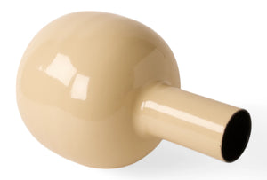 liggende metalen vaas emaille beige hoogglans 26x40cm - WinQ