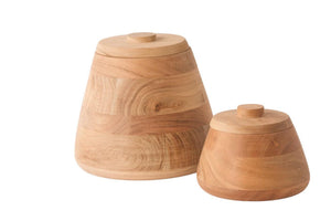 2 voorraadpotten van acacia hout met een deksel