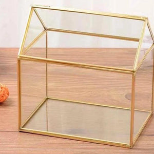 Terrarium van glas met messing in goudkleur 17x11x15cm - WinQ!