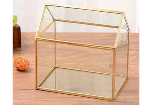 Terrarium van glas met messing in goudkleur 17x11x15cm - WinQ!