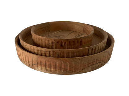 Set van 3 houten schalen van acacia hout in 25cm, 35cm en 40cm